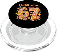 I Was 6 Now I'm 7 Birthday Shirt Girls 7th Floral Daisy PopSockets PopGrip for MagSafe