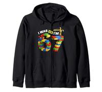 I was 6 Now I'm 7 Building Bricks 6 7 Birthday Block Builder Zip Hoodie