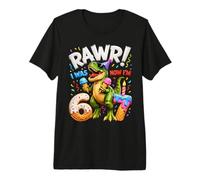 I was 6 Now I'm 7 Dinosaur T-rex 7th Birthday Boy Kids Youth Premium T-Shirt