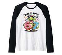 I was 6 Now I'm 7 Dinosaur T-rex 7th Birthday Boy Kids Youth Raglan Baseball Tee