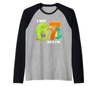 I was 6 Now I'm 7 Dinosaur T-rex 7th Birthday Boy Kids Youth Raglan Baseball Tee
