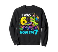 I was 6 Now I'm 7 Dinosaur T-rex 7th Birthday Boy Kids Youth Sweatshirt