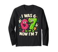 I was 6 Now I'm 7 - Funny 7th Birthday Six Seven Meme Long Sleeve T-Shirt