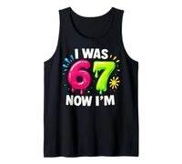 I was 6 Now I'm 7 - Funny 7th Birthday Six Seven Meme Tank Top