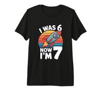 I was 6 Now Im 7 Rocket Space Birthday Party Premium T-Shirt