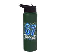 I was 6 Now I'm 7 Six Seven Blue Flames 7th Birthday Stainless Steel Insulated Water Bottle