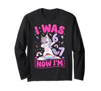 I was 6 Now I'm 7 Unicorn Funny Six Seven Meme 7th Birthday Long Sleeve T-Shirt