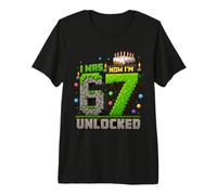 I was 6 Now I'm 7 Unlocked 67 7th Birthday Premium T-Shirt
