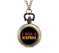 I was A Surprise Vintage Pocket Watch Alloy Pendant Watches Necklace Gift for Men Women Coppery-Style