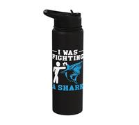 I was Fighting a Shark Funny Arm Injury Broken Hand Stainless Steel Insulated Water Bottle