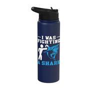I was Fighting a Shark Funny Arm Injury Broken Hand Stainless Steel Insulated Water Bottle