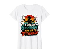 I was in 6th Grade Now I'm in 7th Grade Back to School 6 7 Value Graphic T-Shirt, Women, White, M