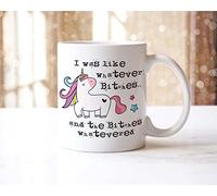 I was Like Whatever Bitches Mug and Coaster Gift Set Funny Unicorn Coffee Cup