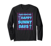 I was Made for Happy Sunny Days Pink Striped Bow Long Sleeve T-Shirt