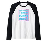 I was Made for Happy Sunny Days Pink Striped Bow Raglan Baseball Tee