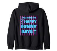 I Was Made For Happy Sunny Days Pink Striped Bow Zip Hoodie