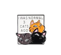 I Was Normal 3 Cats Ago Enamel Pin, Cat Mom Pins, Funny Kitten Mommy Badge Brooch, Cute Meow Mama Brooches Pinback Button, Funny Meow Lady Gift, Kitten Mom Gift For Backpacks Bags Jackets