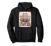 I Was Normal Three Cats Ago Funny Cat Mom Quote Pullover Hoodie