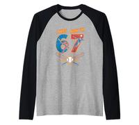 I was six Now I am Seven Crossed Baseball Bats Birthday Raglan Baseball Tee