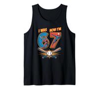 I was six Now I am Seven Crossed Baseball Bats Birthday Tank Top