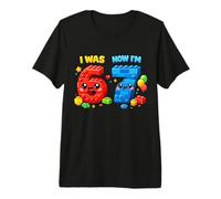 I was Six Now I'm Seven 6 7 Building Blocks 67 Meme 7th Bday Premium T-Shirt