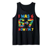 I was Six Now I'm Seven Building Blocks Birthday Party Youth Tank Top
