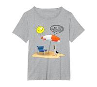 I was Told There Would Be Chips Disgruntled Seagull On Beach T-Shirt, Women's Plus, Heather Grey, 4X