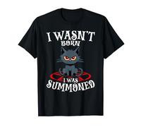 I Wasn't Born I was Summoned Black Cat Pentagram Goth T-Shirt