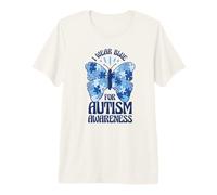 I Wear Blue for Autism Awareness Puzzle Piece Butterfly Premium T-Shirt