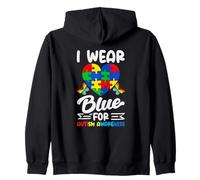 I Wear Blue For Autism Awareness Zip Hoodie