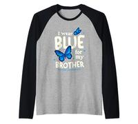 I Wear Blue for My Brother Autism Awareness Raglan Baseball Tee