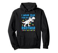 I Wear Blue For My Brother Dino Autism Awareness Toddler Boy Pullover Hoodie