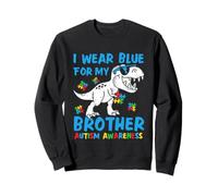 I Wear Blue For My Brother Dino Autism Awareness Toddler Boy Sweatshirt