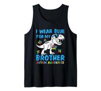I Wear Blue for My Brother Dino Autism Awareness Toddler Boy Tank Top