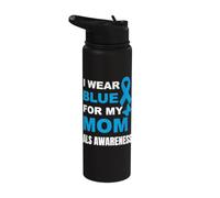 I WEAR Blue for My MOM ALS Awareness Stainless Steel Insulated Water Bottle