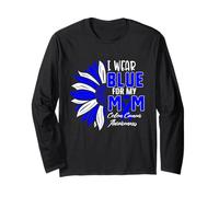 I Wear Blue For My MOM Colon Cancer Awareness Ribbon Sunflow Long Sleeve T-Shirt