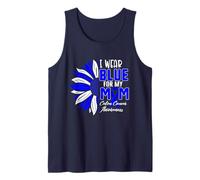 I Wear Blue For My MOM Colon Cancer Awareness Ribbon Sunflow Tank Top