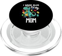 I Wear Blue For My Mom Dinosaur Dino Autism Awareness PopSockets PopGrip for MagSafe