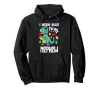 I Wear Blue For My Nephew Dinosaur Dino Autism Awareness Pullover Hoodie