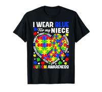 I Wear Blue for My Niece Autism Awareness Month Support T-Shirt