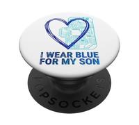 I Wear Blue For My Son Autism Awareness Circuit Board Heart PopSockets Adhesive PopGrip