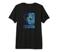 I Wear Blue for My Son Autism Awareness Circuit Board Heart Premium T-Shirt