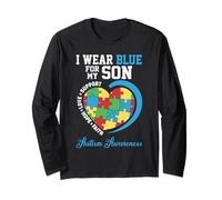I Wear Blue for My Son - Autism Awareness Support Parents Long Sleeve T-Shirt