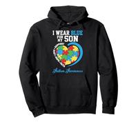 I Wear Blue For My Son - Autism Awareness Support Parents Pullover Hoodie