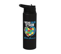 I Wear Blue for My Son - Autism Awareness Support Parents Stainless Steel Insulated Water Bottle
