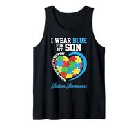 I Wear Blue for My Son - Autism Awareness Support Parents Tank Top