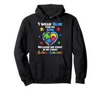 I Wear Blue For My Son Autistic Heart Shirts, Dad Mom Autism Pullover Hoodie