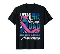 I Wear Blue Pink & Teal for My Dad Thyroid Cancer Support T-Shirt