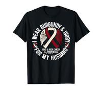 I Wear Burgundy Ivory For My Husband Oral Head Neck Cancer T-Shirt