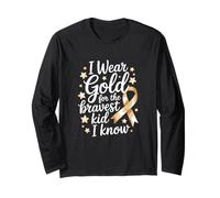 I Wear Gold for The Bravest Kid I Know, Childhood Cancer Long Sleeve T-Shirt